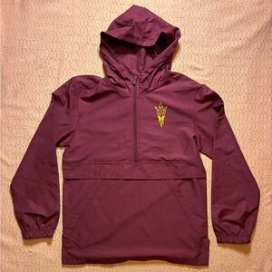 CSA Arizona State Sun Devils Windbreaker Jacket Mens Small-Burgundy Quarter Zip